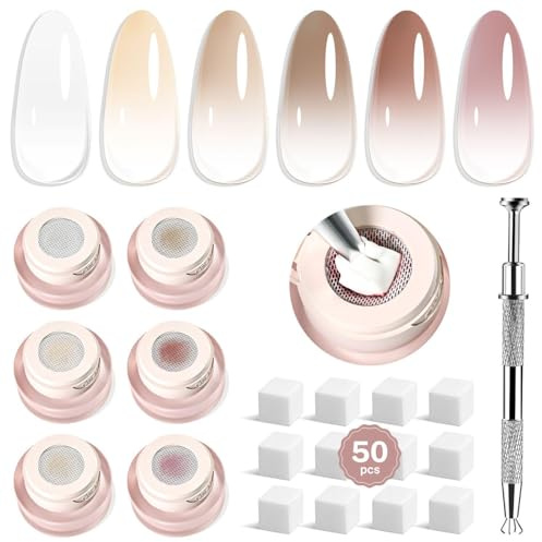 JODSONE Juego de 6 colores de esmalte de uñas de gel (negro, blanco, rojo y rosa) para diseño de uñas degradado