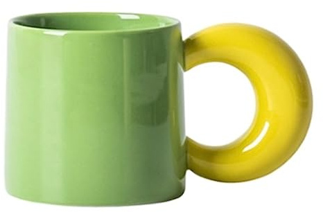 GOOPEEG Petites Tasses Tasses 280 ML Tasse À Café Tasse À Thé Tasse en Céramique Blanche Et Grande Poignée Marron Adaptée pour Boire du Café Au Lait Service a Cafe(White)