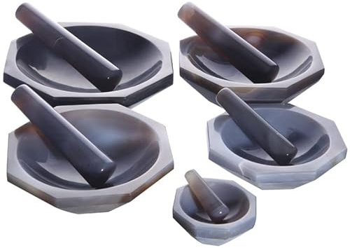 Mörser und Stößel Set, Mörser- und Stößel-Set aus natürlichem Achat, verschiedene Größen, 30 mm bis 200 mm(Inner DIA 120mm)