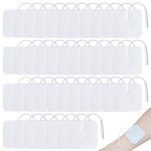 50 Stück Tens-EMS Elektroden Pads: 40x40mm Wiederverwendbare Tens Elektroden Pads, Selbstklebend Elektroden Pads für Elektrostimulatoren, Zur Effektiven Linderung von Rücken-, Gelenk- & Muskelschmerze