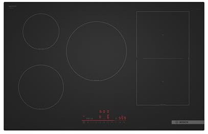 Bosch PVW81CHB1E Serie 6 Induktionskochfeld 80 cm, Matte Oberfläche für 5x weniger Kratzer, automatische Dunstabzugaktivierung, Combi Zone für großes Kochgeschirr, Power Boost - schneller Kochen