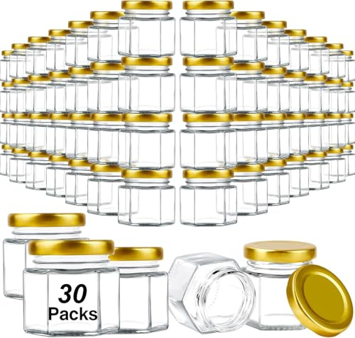 Cptoion 30 Stück Mini Hexagon Gläser, 60 Ml Einmachgläser Mit Deckel