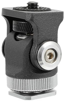 HIAKDOFT Mini Rótula Ajustable para Cámara Cabezal de Bola 1/4 de Metal, Soporte Compacto y Ligero para Flash, Luz de Relleno y Teléfono, Montaje de Zapata para Fotografía Portátil