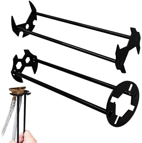 Basin Wrench for Narrow Spaces, 2 Pcs Multifunctional Sink Wrench, Universal Under Sink Plumbers Wrenchs Four-jaw Hex Tap Spanner 7 Sizes Universal Sinks Plumbers Wrenches for Bathroom Kitchen