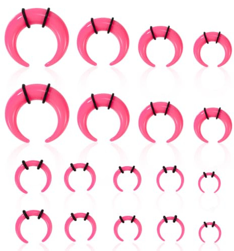 Mikovivi Lot de 18 Anneaux de Septum en Acrylique, Anneau de Septum en Forme de C Noir Kit d'Étirement pour Jauges de Nez et d'Oreille Taille 14G 12G 10G 8G 6G 4G 2G 0G 00G