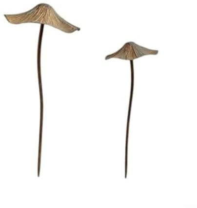 Tidevib Decoración de hongos de jardín de metal, resistente a la intemperie, con resortes oscilantes para macizos de flores y patios