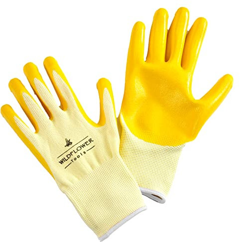WILDFLOWER Tools Gardening and Work Gloves for Men and Women - Nitrile Coating Protection