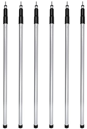 noorsk® Aufstellstangen Set Aluminium 4 oder 6 Stück Teleskopstangen 80-180 cm oder 100-240 cm für Vorzelte, Planen, Tarps | Small - 6 Stück
