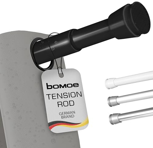 bomoe Duschvorhangstange Ohne Bohren 140-260 cm Stufenlos Ausziehbar – Duschstange Teleskopstange zum Klemmen Schwarz Spannstange ohne Bohren Rutschfest Klemmstange Gardinenstange Ohne Bohren – Neptun