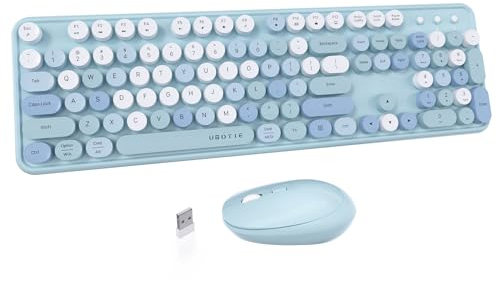 UBOTIE Colorful Wireless Keyboard and Mouse Combo (Blue-Colorful)