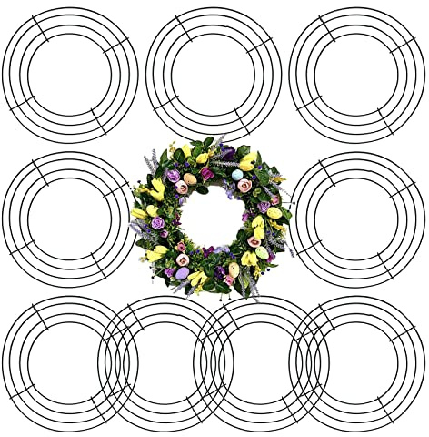 ZOENHOU 10 Pack 8 Inch Wire Wreath Frame, Metal Flower Wire Wreath Making Ring, Round Wire Wreath Rings for Ornament Valentines Party Garden Decoration, Green