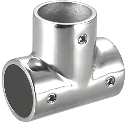 sourcing map T Rail Raccord 3 voies 316 Acier inoxydable Tuyau Connecteur Polissage pour 25mm/1 OD Main courante Garde-corps