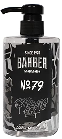 BARBER MARMARA Rasiergel Männer No.79 - Herren Rasiergel transparent 500ml - Shaving Gel Men - für eine präzise Rasur der Bartkonturen - optimales Gleiten - Kühlt die Haut - mit Pumpenspender