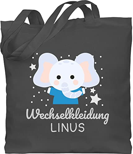 Baumwolltasche - Kita Beutel Wechselsachen Jungen - Wechselkleidung Elefant - Unisize - Dunkelgrau - großer für bettwäsche kindergarten wechselbeutel personalisierte elephant stoffbeutel