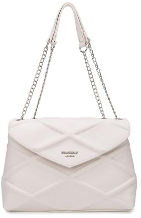 Princely London Handtasche Chaunhi - Elegante Handtasche & Umhängetasche Damen - Tragbar als Crossbody Bag mit Reißverschluss & Innenfächern - Offwhite