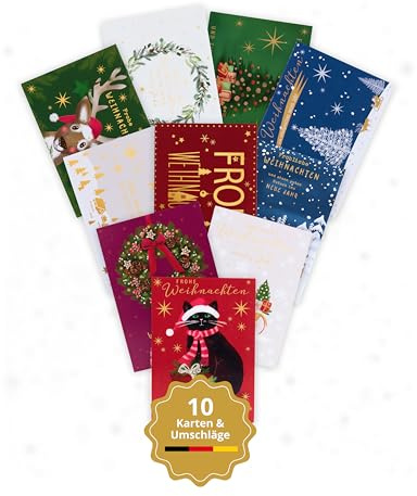 Eigenart® Weihnachtskarten mit Umschlag (10 Stück) - Hochwertiger Druck - Ideal als Grußkarten für Familie und Freunde - Weihnachtskartenset, Weihnachtskarte mit Spruch - Deutsches Unternehmen