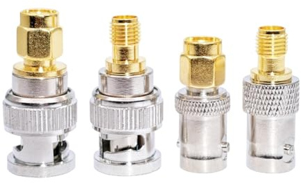 JZK Set di 4 connettori coassiali a radiofrequenza Adattatore SMA maschio femmina a BNC, spina BNC da jack a connettore SMA