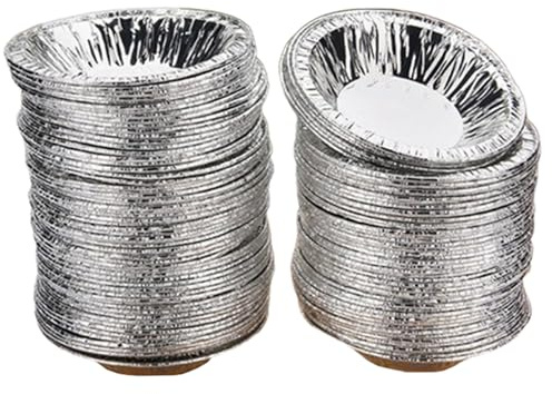 Peosaard Mini-casseroles en aluminium en papier d'aluminium, 100pcs Moules de tarte aux œufs, boîtes à tarte jetable rondes, poêle à tarte épaissie, Coupe d'oeufs à conduction rapide pour la cuisson