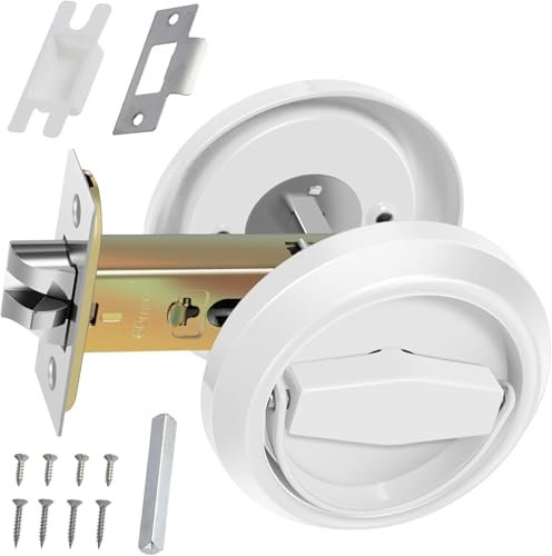 PGPAYH Türgriff, Türknauf, Riegelknopf, Türhebel, rundes versenktes Türschloss, verstecktes versenktes Türschloss aus Edelstahl, rostfreier versenkter Türknauf, zieht Riegelknopf(White)