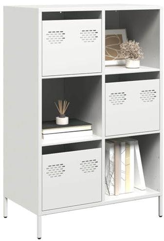 THOYTOUI Highboard, Apothekerschrank Mehrzweckschrank Storage Cabinet Schränke Geeignet für Ufficio Corridoio Camera da letto Cucina Weiß 68x39x103,5 cm Stahl