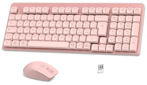 LeadsaiL Tastiera e Mouse Meccanica Wireless FA98, Basso Profilo Switch Rossi Tastiera senza Fili con ricevitore 2.4G, 96% Keyboard, 98 Tasti, Silenzioso, Italian QWERTY per PC Mac/Windows-Rose Gold