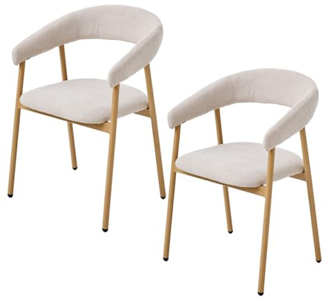 PPkrimnel Esszimmerstühle, ergonomisch, Beige-Eiche, 2 Stück