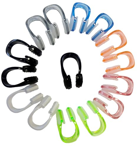 Set di 15 mollette da naso per nuoto, in silicone impermeabile, antiscivolo, per adulti e bambini, attrezzatura da nuoto versatile