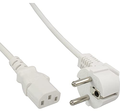 InLine 23249 Cavo Alimentazione, Spina Schuko CEE-7/7 90° a Presa IEC-320-C13, 1.8 m, Bianco