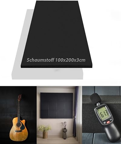 Schaumstoff - glatt, ca. 100x200x3cm, in der Farbe Anthrazit Schwarz I Akustik I Dämmung I Verpackung I Schall I Basteln usw.