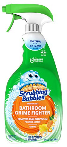 Scrubbing Bubbles Bathroom and Shower Cleaner Disinfectant Spray, Foaming Action Bathroom Grime Fighter, Citrus Scent, 32oz