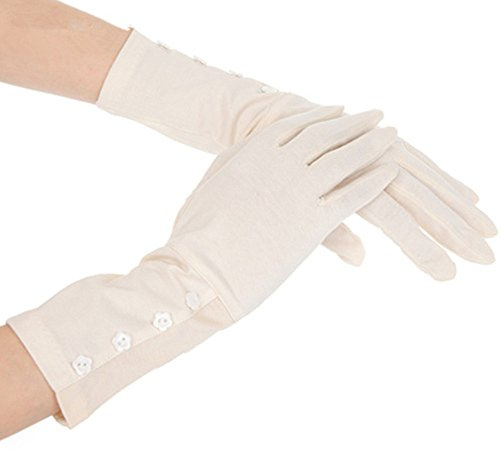 Kenmont Summer Women Sun Uv Protection Cotton Outdoor Long Driving Gloves (Beige)