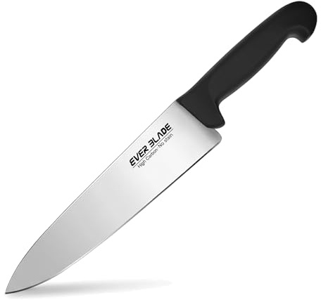 Ever Blade 12 Inch Professional Chef Knife - HACCP Colour Coded Black Handle, Japanese High-Carbon Stainless Steel Kitchen Knife, Non-Slip Textured Grip, Commercial Catering & Home Use