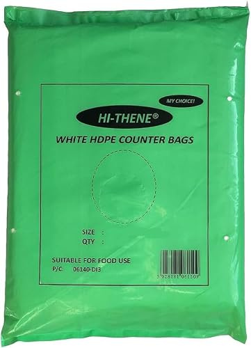 Tezraftaar® 1000 x Butcher Food Bags 12 x 18 White HDPE Counter Food Bags for Food Takeaway Freezing Storage