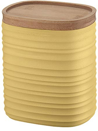 Guzzini - Tierra, Barattolo M con Coperchio, Realizzato con Materiali Riciclabili - Giallo Senape, 12.3 x 9.4 x h15 cm | 1000 CC - 181800206