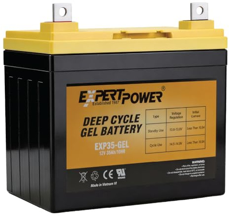 ExpertPower EXP35-Gel - 12V 35AH Deep Cycle Marine Battery, Mobility Scooter Replacement, Electric Wheelchair Batteries, Solar Panel, RV, Trolling Motor Battery, Replaces 33Ah, 34Ah, 36Ah NB Terminal