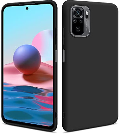 HSP Funda para Xiaomi Redmi Note 10 / 10s, Carcasa Silicona, Case, Negra | Antigolpes, antiarañazos, cortes precisos, bordes elevados, cámara protegida, capa cover, protector para móvil y teléfono