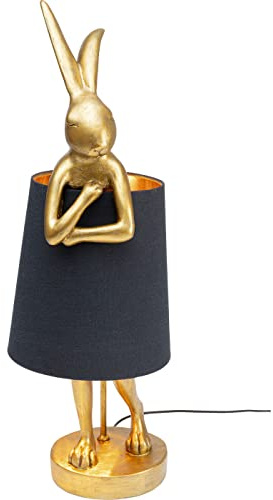 Kare Design Tischlampe Animal Rabbit, Gold/Schwarz, Hasenleuchte, Tischleuchte, Nachttischlampe, Tiermotiv, Kippschalter am Kabel, Leuchtmittel nicht inklusive, 68x23x26 cm (HxBxT)