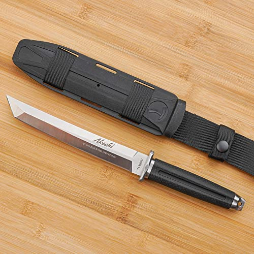Couteau à Jambon Samouraï TOKISU forme Akechi | Lame en acier 7Cr17Mov de 19,4 cm | Livré avec une gaine ABS pour protéger le bord | Camping, barbecue, cuisine en plein air | TKS-32382