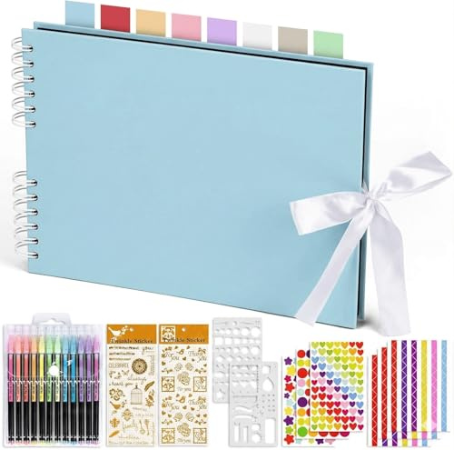 KASZOO Fotoalbum, Fotoalbum zum Selbstgestalten, DIY Fotobuch 80 Seiten, Kann als Abschluss Geschenk, Geburtstagsgeschenk, Hochzeitstagsgeschenk, Valentinstagsgeschenk und verwendet werden, azur-blau
