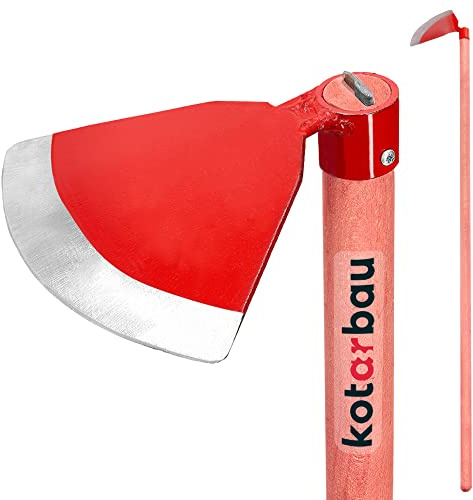 KOTARBAU® Azada de jardín semicircular de 190 mm con mango de 120 cm. Azada para malezas, azada de jardín, azada de plantación, herramienta de jardín para trasplantar, desmalezar, cuidado del jardín