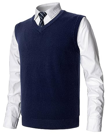 MeiLayM Hombre Invierno Sin Mangas con Cuello En V Chaleco Casual de Negocios Casual Suéter Sin Mangas Punto Chaleco suéter Caballero Suéter Cardigans Tank Tops
