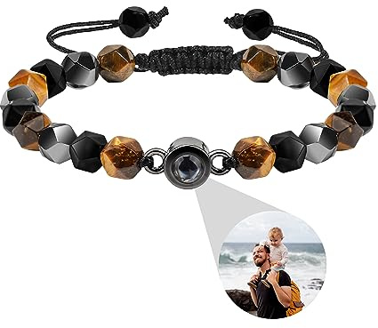 Aina Lighting Benutzerdefinierte Projektion Armband mit Bild im Inneren personalisierte Foto Perle Armband Kreis Projektor Armband für Männer Frauen