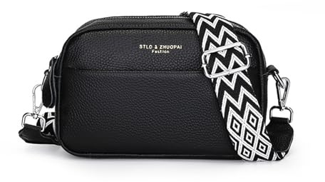 Balakaka Bolsos Bandolera Para Mujer 21 * 7 * 13 CM,Bolso para Damas Mujeres con Correas De Hombro Anchas Ajustables Desmontables, Bolso multifunción de moda para Viajar, Negro