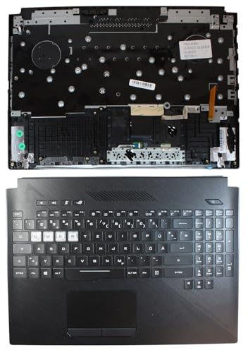 Power4Laptops Tysk med topcase och pekplatta svart ersättning för bärbar dator tangentbord kompatibel med Asus GL504GS-ES057R