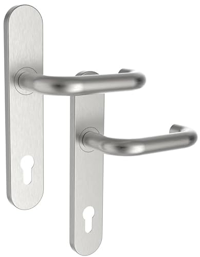 ROSTEX Edelstahl Drückergarnitur PERUN - Klinke-Klinke - Matt gebürstet - Gefedert - 72/92 - BB/PZ (PZ 72 mm)