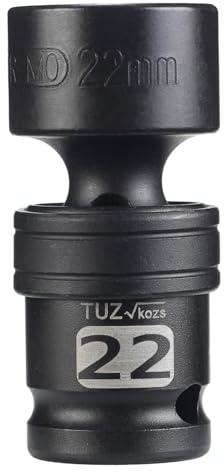 1/2 Drive Metric 22mm Shallow Universal Swivel Impact Socket, 6PT, CR-MO | Universal Joint Swivel Socket with Flexible Wobble