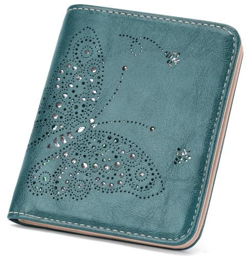 KITEVIUN Small RFID Wallet Women Ultra Thin Slim Womens Wallet Mini Compact Bifold Pocket Ladies Wallets for Women PEACOCK-BLUE