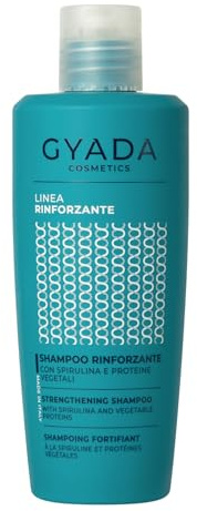 GYADA COSMETICS, Stärkendes Shampoo mit Spirulina, für sprödes und dünner werdendes Haar, mit restrukturierender Wirkung, stimuliert das Nachwachsen der Haare, mit Hafer und Ginseng, 250 ml