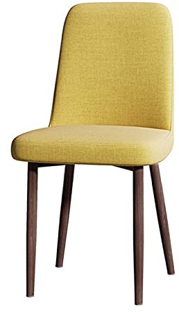 Chaises de salle à manger rembourrées modernes en tissu avec pieds en métal et pieds en noyer jaune pour différents styles de maison