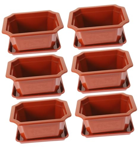 KITANDOVE 6sets Pots with Trays Lightweight Planter Pots for Indoor and Outdoor Use for House Plants and Garden Decor Compact Design for
